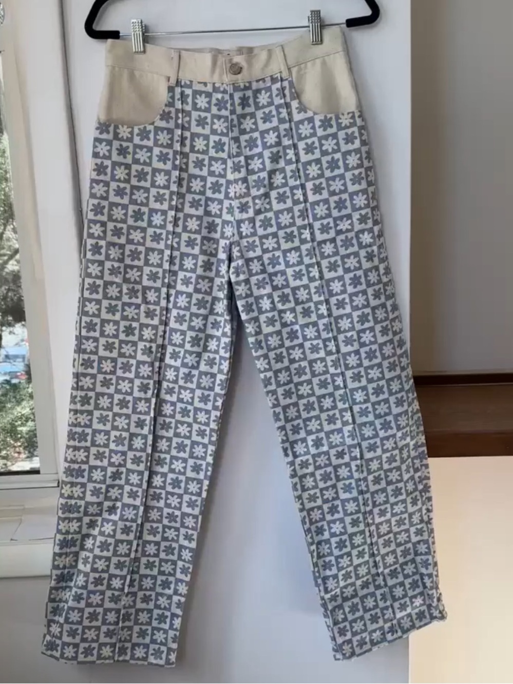 Lisa Says Gah Robyn Jeans Pants Denim Straight Leg Blue Daisy Check